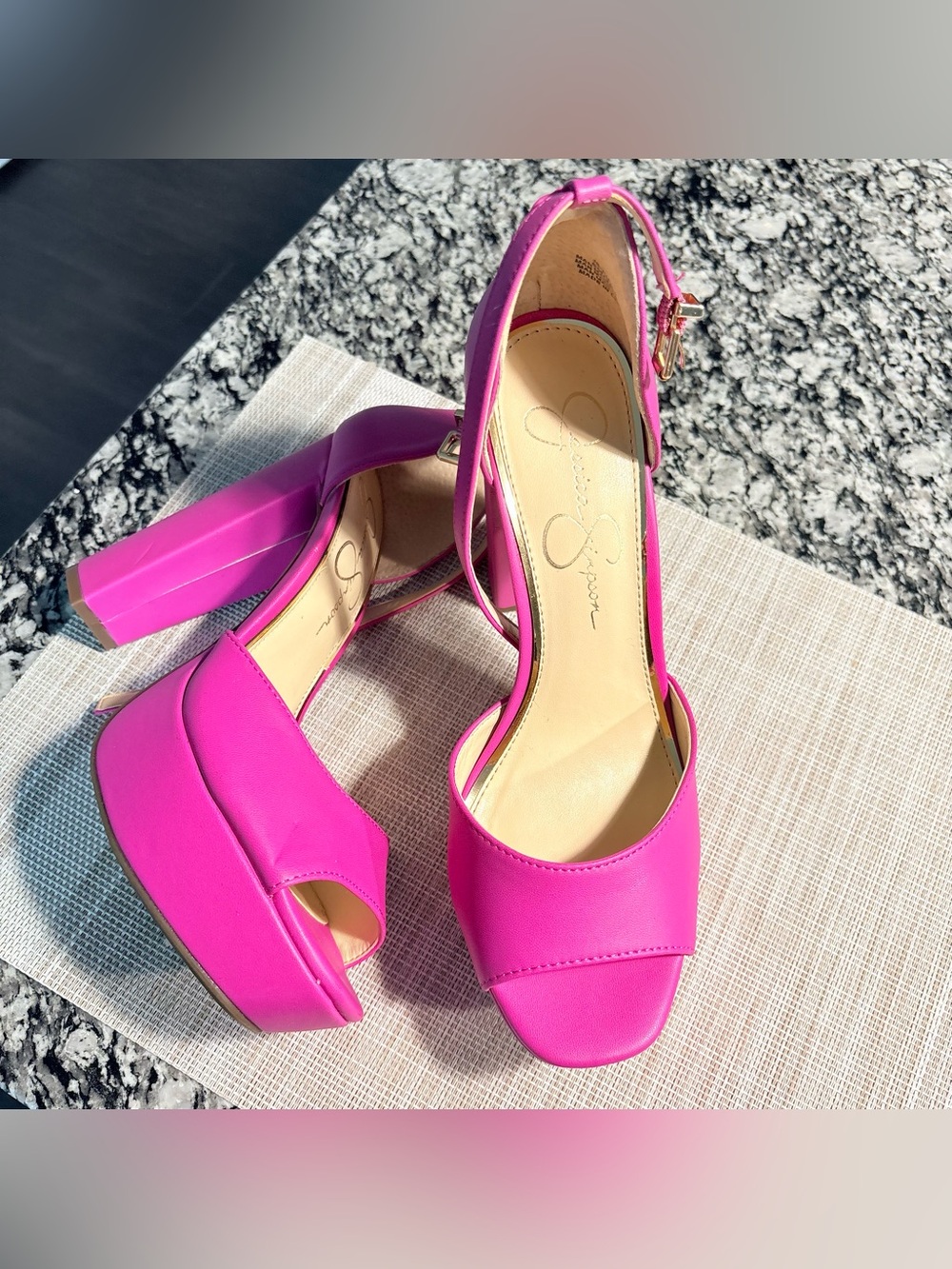 Jessica Simpson Hot Pink Platform Block Heel Sandals - Picture 2 of 4